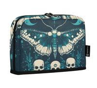 Quteprint Standing Pencil Case - Vintage Skulls Butterfly Pencil Bag Stationery Pouch, Portable Makeup Cosmetics Bag, Desk Organizer for School, Office, Students Teens Boys & Girls