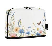 Quteprint Standing Pencil Case - Vintage Wildflower Butterfly Pencil Bag Stationery Pouch, Portable Makeup Cosmetics Bag, Desk Organizer for School, Office, Students Teens Boys & Girls