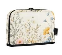 Quteprint Standing Pencil Case - Vintage Wildflower Herbs Pencil Bag Stationery Pouch, Portable Makeup Cosmetics Bag, Desk Organizer for School, Office, Students Teens Boys & Girls