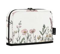 Quteprint Standing Pencil Case - Vintage Wildflower Herbs Plants Pencil Bag Stationery Pouch, Portable Makeup Cosmetics Bag, Desk Organizer for School, Office, Students Teens Boys & Girls