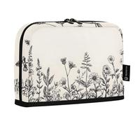 Quteprint Standing Pencil Case - Vintage Wildflower Herbs Spring Pencil Bag Stationery Pouch, Portable Makeup Cosmetics Bag, Desk Organizer for School, Office, Students Teens Boys & Girls