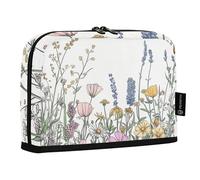 Quteprint Standing Pencil Case - Vintage Wildflower Plants Herbs Pencil Bag Stationery Pouch, Portable Makeup Cosmetics Bag, Desk Organizer for School, Office, Students Teens Boys & Girls