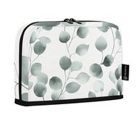 Quteprint Standing Pencil Case - Watercolor Eucalyptus Leaves Pattern Pencil Bag Stationery Pouch, Portable Makeup Cosmetics Bag, Desk Organizer for School, Office, Students Teens Boys & Girls