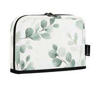 Quteprint Standing Pencil Case - Watercolor Eucalyptus Leaves Pencil Bag Stationery Pouch, Portable Makeup Cosmetics Bag, Desk Organizer for School, Office, Students Teens Boys & Girls