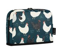 Quteprint Standing Pencil Case - White Black Chick Rooster Pencil Bag Stationery Pouch, Portable Makeup Cosmetics Bag, Desk Organizer for School, Office, Students Teens Boys & Girls