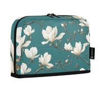 Quteprint Standing Pencil Case - White Magnolia Flowers Pencil Bag Stationery Pouch, Portable Makeup Cosmetics Bag, Desk Organizer for School, Office, Students Teens Boys & Girls