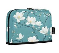 Quteprint Standing Pencil Case - White Magnolia Tree Flowers Pencil Bag Stationery Pouch, Portable Makeup Cosmetics Bag, Desk Organizer for School, Office, Students Teens Boys & Girls