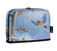Quteprint Standing Pencil Case - Winter Snowy Flying Birds Pencil Bag Stationery Pouch, Portable Makeup Cosmetics Bag, Desk Organizer for School, Office, Students Teens Boys & Girls