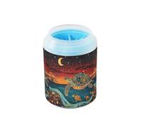 Quteprint Star Night Sea Turtle Dog Paw Cleaner Cup - Pet Foot Washer with Soft Silicone Brush, Portable Muddy Paw Cleaner for Small, Medium, Large Breed Dogs & Cats (2.56x2.56x4.53inch)