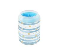 Quteprint Stripe Stars Pattern Dog Paw Cleaner Cup - Pet Foot Washer with Soft Silicone Brush, Portable Muddy Paw Cleaner for Small, Medium, Large Breed Dogs & Cats (2.56x2.56x4.53inch)