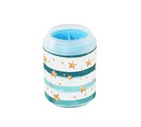 Quteprint Stripes Golden Stars Dog Paw Cleaner Cup - Pet Foot Washer with Soft Silicone Brush, Portable Muddy Paw Cleaner for Small, Medium, Large Breed Dogs & Cats (2.56x2.56x4.53inch)