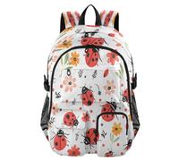 Quteprint Student Laptop Backpack, Animal Ladybugs Flower 30L Travel Daypack for Teens College, Casual School Shoulder Bag for Women Men Boys Girls, Fits 14 inch Laptop