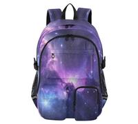 Quteprint Student Laptop Backpack, Galaxy Nebula Star Sky 30L Travel Daypack for Teens College, Casual School Shoulder Bag for Women Men Boys Girls, Fits 14 inch Laptop