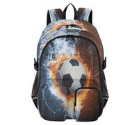Quteprint Student Laptop Backpack, Sport Ball Fire Ice Soccer 30L Travel Daypack for Teens College, Casual School Shoulder Bag for Women Men Boys Girls, Fits 14 inch Laptop