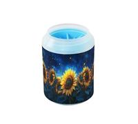 Quteprint Sunflower Star Night Sky Dog Paw Cleaner Cup - Pet Foot Washer with Soft Silicone Brush, Portable Muddy Paw Cleaner for Small, Medium, Large Breed Dogs & Cats (2.56x2.56x4.53inch)
