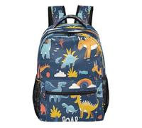 Quteprint Travel Backpack, Cute Cartoon Colorful Dinosaurs 15L School Shoulder Bag for Kids Boys Girls Men Women Bookbag, Multi, L, Modern
