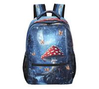 Quteprint Travel Backpack, Fantasy Forest Mushroom Butterfly 15L School Shoulder Bag for Kids Boys Girls Men Women, Bookbag with Multi-Pockets, Large Capacity Computer Laptop Bag Daypack Gym Hiking