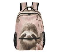 Quteprint Travel Backpack, Floral Flower Cute Sloth 15L School Shoulder Bag for Kids Boys Girls Men Women Bookbag, Multi, M, Modern