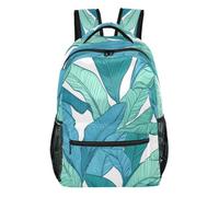 Quteprint Travel Backpack, Green Tropical Banana Leaves 15L School Shoulder Bag for Kids Boys Girls Men Women Bookbag, Multi, M, Modern