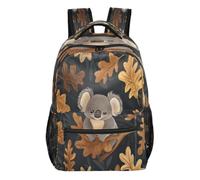 Quteprint Travel Backpack, Koala Oak Leaves Pattern 15L School Shoulder Bag for Kids Boys Girls Men Women Bookbag, Multi, M, Modern