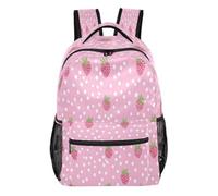 Quteprint Travel Backpack, Pink Strawberry Dots Pattern 15L School Shoulder Bag for Kids Boys Girls Men Women Bookbag, Multi, M, Modern