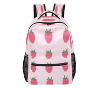 Quteprint Travel Backpack, Pink Strawberry Pattern 15L School Shoulder Bag for Kids Boys Girls Men Women Bookbag, Multi, L, Modern