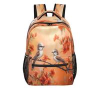 Quteprint Travel Backpack, Red Flowers Birds on Branch 18L School Shoulder Bag for Kids Boys Girls Men Women, Bookbag with Multi-Pockets, Large Capacity Computer Laptop Bag Daypack Gym Hiking