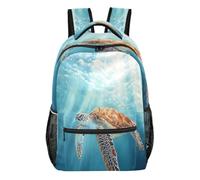 Quteprint Travel Backpack, under Water Sea Turtle 15L School Shoulder Bag for Kids Boys Girls Men Women Bookbag, Multi, M, Modern