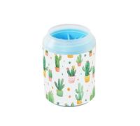 Quteprint Tropical Cactus Plants Tree Dog Paw Cleaner Cup - Pet Foot Washer with Soft Silicone Brush, Portable Muddy Paw Cleaner for Small, Medium, Large Breed Dogs & Cats (2.56x2.56x4.53inch)