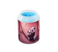 Quteprint Valentine Pandas Tree Branch Dog Paw Cleaner Cup - Pet Foot Washer with Soft Silicone Brush, Portable Muddy Paw Cleaner for Small, Medium, Large Breed Dogs & Cats (2.56x2.56x4.53inch)