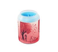 Quteprint Valentines Day Romantic Love Tree Dog Paw Cleaner Cup - Pet Foot Washer with Soft Silicone Brush, Portable Muddy Paw Cleaner for Small, Medium, Large Breed Dogs & Cats (2.56x2.56x4.53inch)