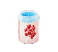Quteprint Valentines Love Hearts Balloons Dog Paw Cleaner Cup - Pet Foot Washer with Soft Silicone Brush, Portable Muddy Paw Cleaner for Small, Medium, Large Breed Dogs & Cats (2.56x2.56x4.53inch)
