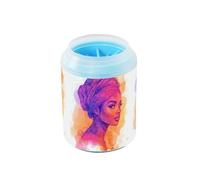 Quteprint Watercolor African Woman Dog Paw Cleaner Cup - Pet Foot Washer with Soft Silicone Brush, Portable Muddy Paw Cleaner for Small, Medium, Large Breed Dogs & Cats (2.56x2.56x4.53inch)