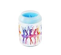 Quteprint Watercolor Ballet Dancer Art Dog Paw Cleaner Cup - Pet Foot Washer with Soft Silicone Brush, Portable Muddy Paw Cleaner for Small, Medium, Large Breed Dogs & Cats (2.56x2.56x4.53inch)