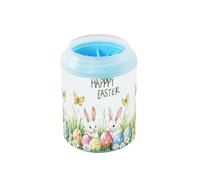 Quteprint Watercolor Easter Bunny Butterfly Dog Paw Cleaner Cup - Pet Foot Washer with Soft Silicone Brush, Portable Muddy Paw Cleaner for Small, Medium, Large Breed Dogs & Cats (2.56x2.56x4.53inch)