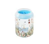 Quteprint Watercolor Lighthouse Ship Flowers Dog Paw Cleaner Cup - Pet Foot Washer with Soft Silicone Brush, Portable Muddy Paw Cleaner for Small, Medium, Large Breed Dogs & Cats (2.56x2.56x4.53inch)