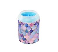 Quteprint Watercolor Pastel Sea Mermaid Scales Dog Paw Cleaner Cup - Pet Foot Washer with Soft Silicone Brush, Portable Muddy Paw Cleaner for Small, Medium, Large Breed Dogs & Cats (2.56x2.56x4.53inch