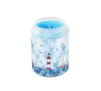 Quteprint Watercolor Sailboats Lighthouse Ship Dog Paw Cleaner Cup - Pet Foot Washer with Soft Silicone Brush, Portable Muddy Paw Cleaner for Small, Medium, Large Breed Dogs & Cats (2.56x2.56x4.53inch