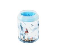 Quteprint Watercolor Sea Lighthouse Sailboats Dog Paw Cleaner Cup - Pet Foot Washer with Soft Silicone Brush, Portable Muddy Paw Cleaner for Small, Medium, Large Breed Dogs & Cats (2.56x2.56x4.53inch)