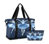 Quteprint Waterproof Sports Gym Bag - Ballet Dancer Large Capacity Duffel Bag with Dry Wet Compartment & Shoe Storage, Yoga Swim Travel Tote for Workout, Fitness, Overnight Trip