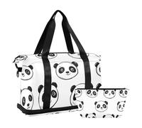 Quteprint Waterproof Sports Gym Bag - Cute Panda Pattern Large Capacity Duffel Bag with Dry Wet Compartment & Shoe Storage, Yoga Swim Travel Tote for Workout, Fitness, Overnight Trip