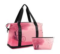 Quteprint Waterproof Sports Gym Bag - Valentines Romantic Love Tree Large Capacity Duffel Bag with Dry Wet Compartment & Shoe Storage, Yoga Swim Travel Tote for Workout, Fitness, Overnight Trip