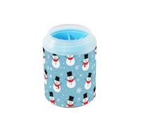 Quteprint Winter Christmas Snowman Snowflake Dog Paw Cleaner Cup - Pet Foot Washer with Soft Silicone Brush, Portable Muddy Paw Cleaner for Small, Medium, Large Breed Dogs & Cats (2.56x2.56x4.53inch)