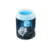 Quteprint Wolf Galaxy Stars Moonlight Dog Paw Cleaner Cup - Pet Foot Washer with Soft Silicone Brush, Portable Muddy Paw Cleaner for Small, Medium, Large Breed Dogs & Cats (2.56x2.56x4.53inch)