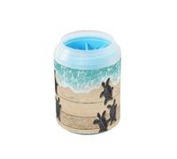 Quteprint Wooden Sea Turtle Dog Paw Cleaner Cup - Pet Foot Washer with Soft Silicone Brush, Portable Muddy Paw Cleaner for Small, Medium, Large Breed Dogs & Cats (2.56x2.56x4.53inch)