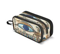 Quteprint Zipper Pencil Case, Ancient Egypt Eye of Horus Large Capacity Durable Pencil Bag with 3 Compartments, School College Office Organizer for Students, Teens, Adults, Boys & Girls