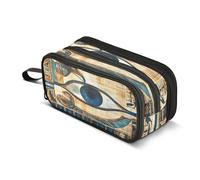 Quteprint Zipper Pencil Case, Ancient Egyptian Hieroglyphics Large Capacity Durable Pencil Bag with 3 Compartments, School College Office Organizer for Students, Teens, Adults, Boys & Girls