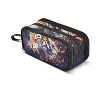 Quteprint Zipper Pencil Case, Angry Tiger Animal Large Capacity Durable Pencil Bag with 3 Compartments, School College Office Organizer for Students, Teens, Adults, Boys & Girls