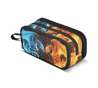 Quteprint Zipper Pencil Case, Animal Dragons Fighting Large Capacity Durable Pencil Bag with 3 Compartments, School College Office Organizer for Students, Teens, Adults, Boys & Girls