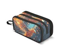 Quteprint Zipper Pencil Case, Animal Phoenix Waterdrop Large Capacity Durable Pencil Bag with 3 Compartments, School College Office Organizer for Students, Teens, Adults, Boys & Girls